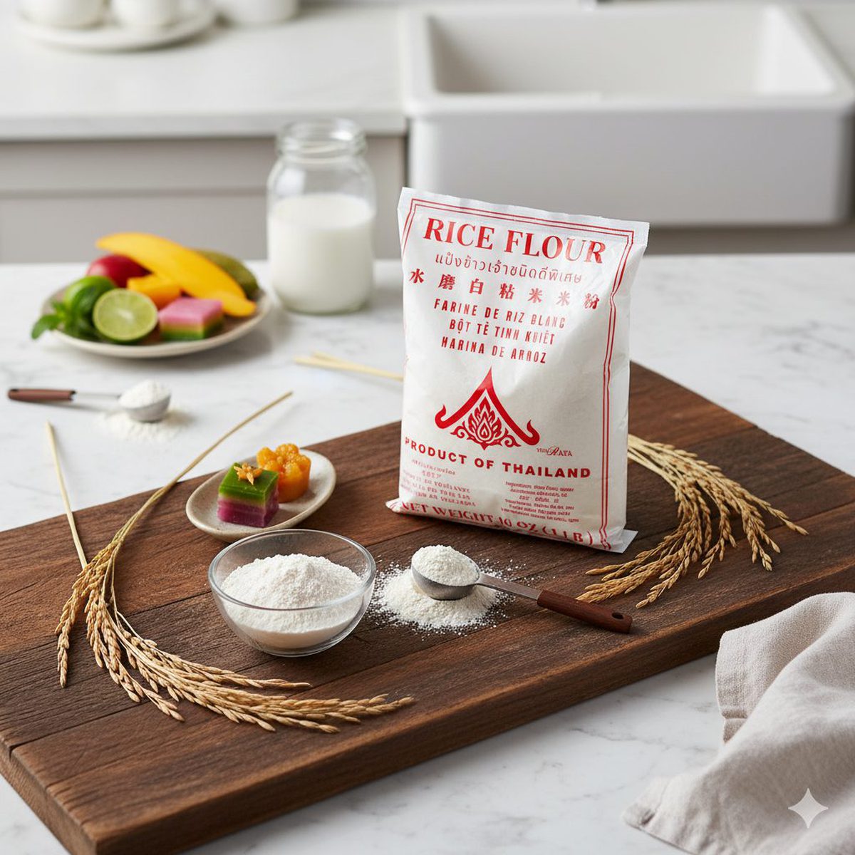 Thairaya Rice Flour in a Thai kitchen setting